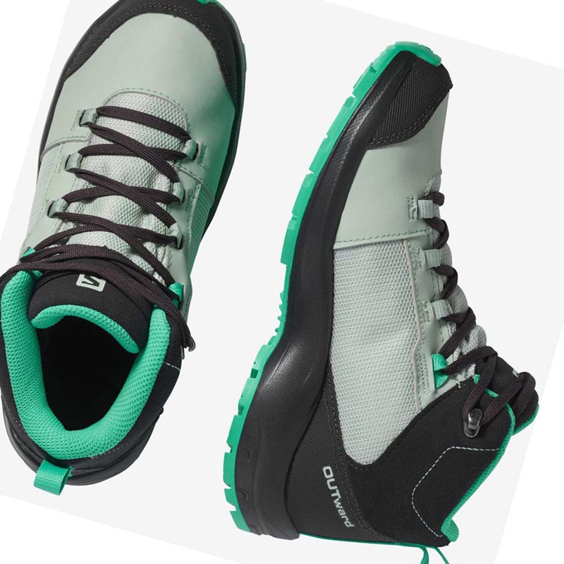 Chaussures Randonnée Salomon OUTWARD CLIMASALOMON™ WATERPROOF Enfant Menthe | VUACNZF-93