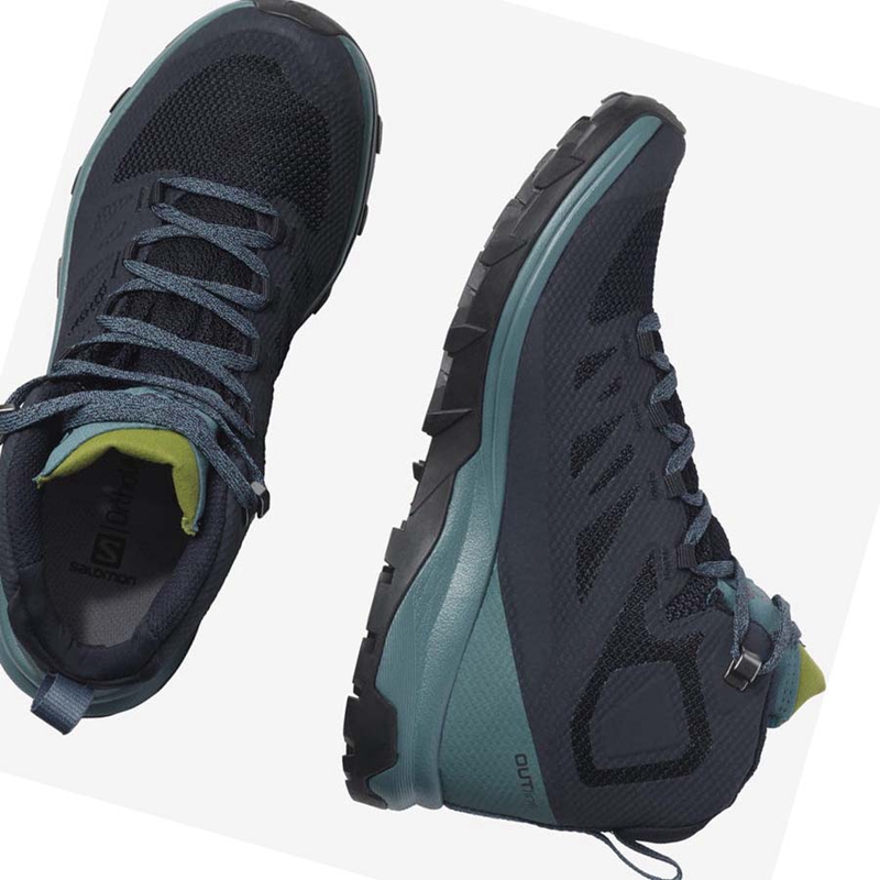 Chaussures Randonnée Salomon WoOUTLINE MID GORE-TEX Femme Noir Vert | RVEXCOB-15
