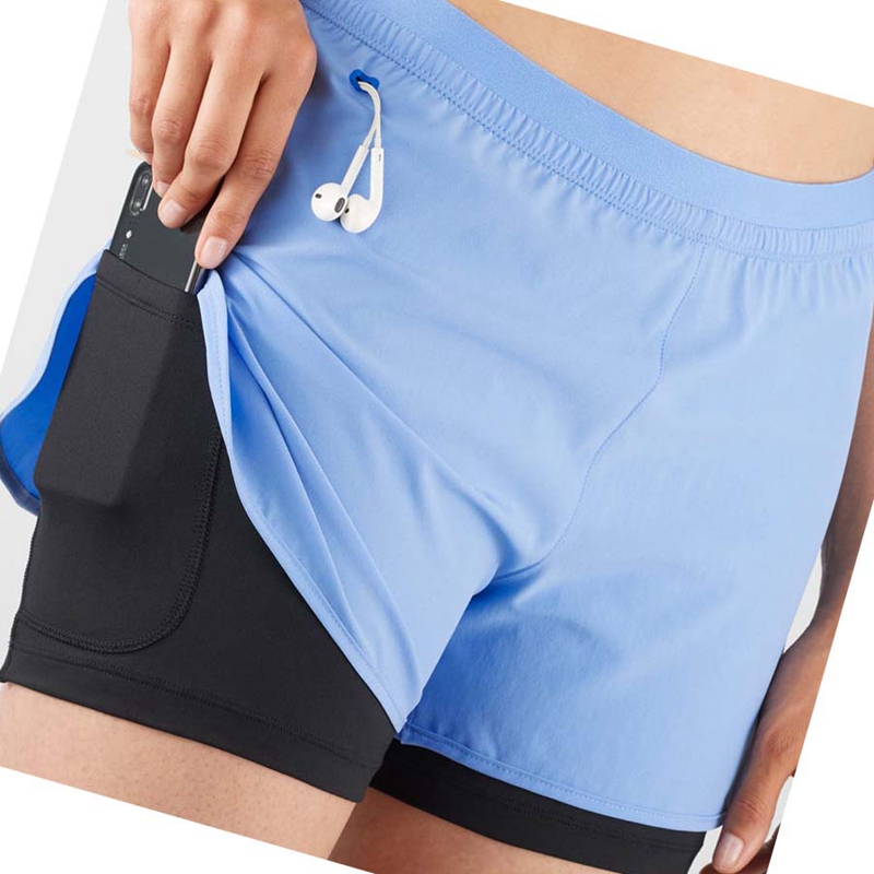 Shorts Salomon CROSS 2IN1 Femme Bleu | CDWAQZL-86