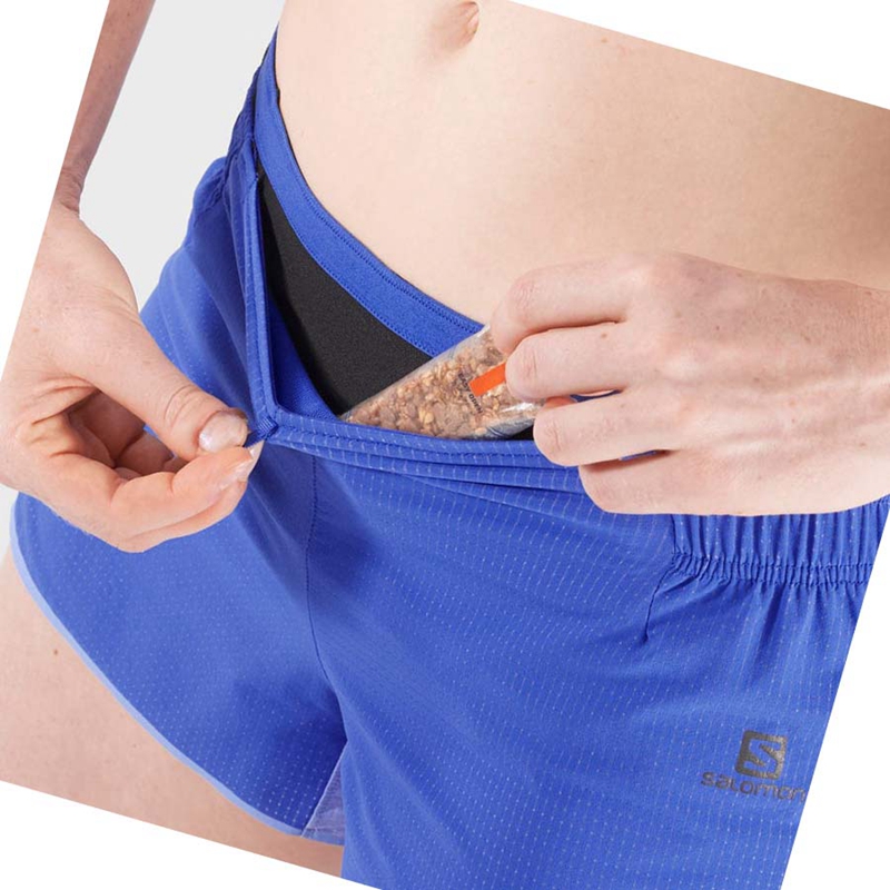 Shorts Salomon SENSE AERO 3'' Femme Bleu | XIAJSGT-81