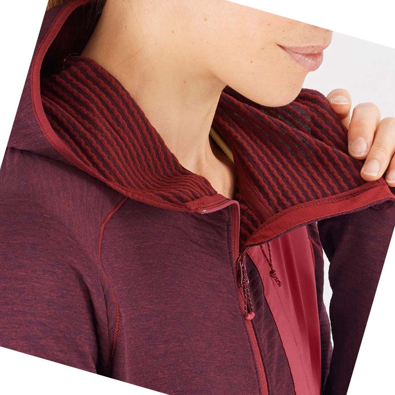 Sweat À Capuche Salomon ESSENTIAL LIGHTWARM HOODED Femme Rouge | RWVKZEG-31