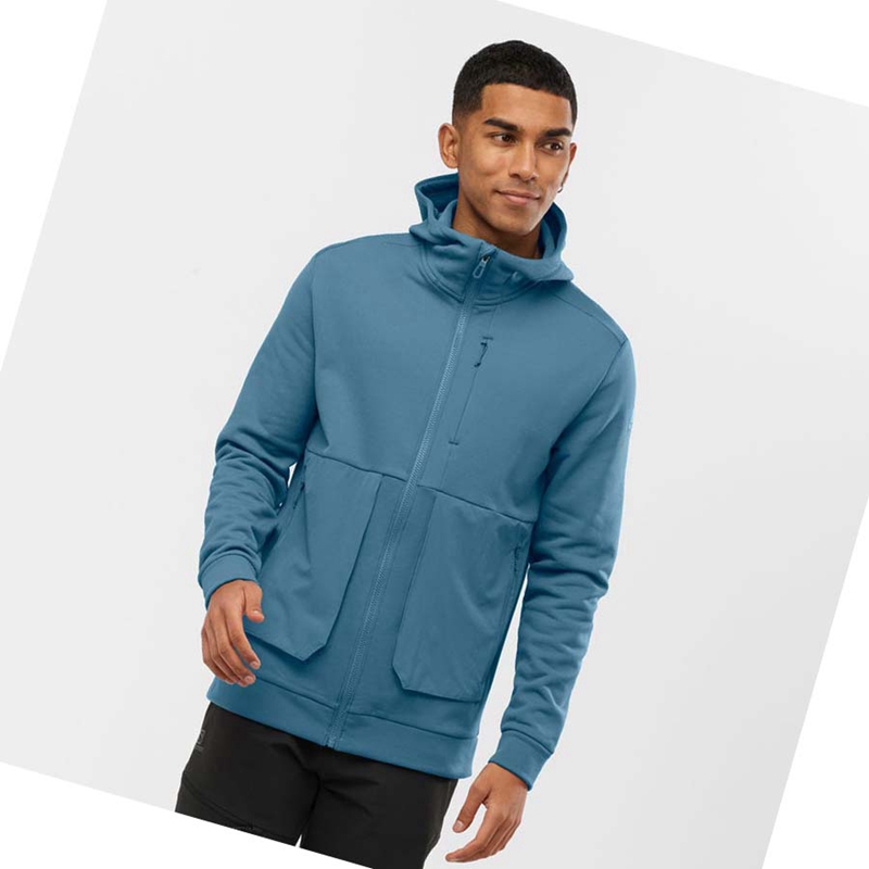 Sweat À Capuche Salomon ESSENTIAL WARM FLEECE Homme Bleu | JCXZRWT-80