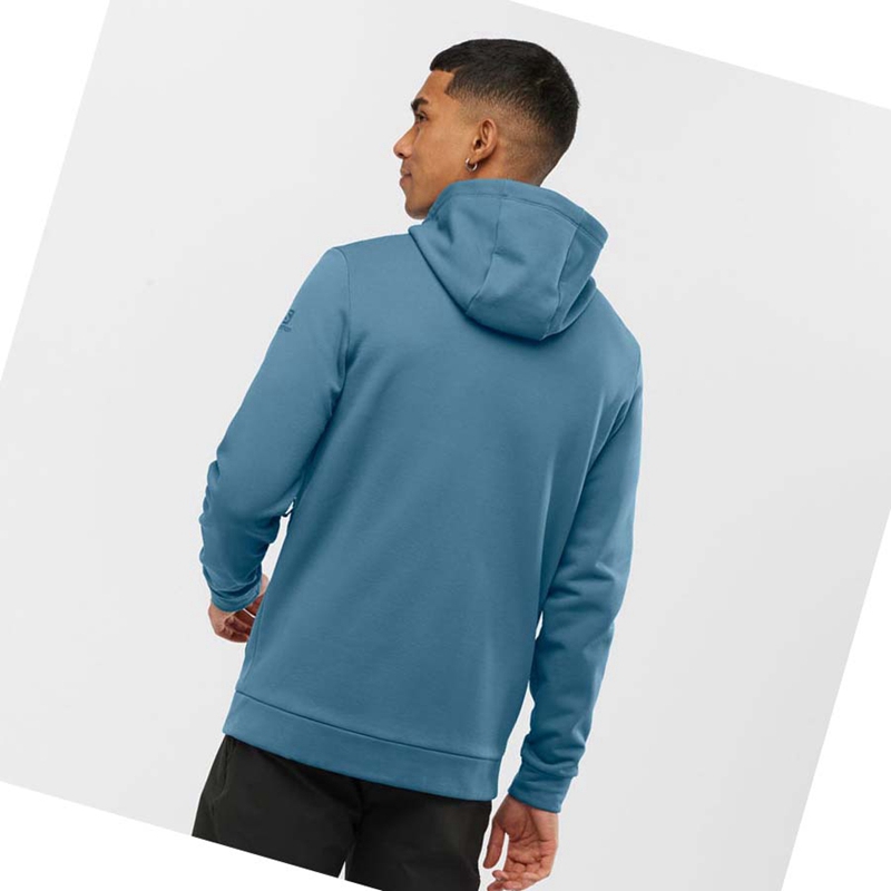 Sweat À Capuche Salomon ESSENTIAL WARM FLEECE Homme Bleu | JCXZRWT-80