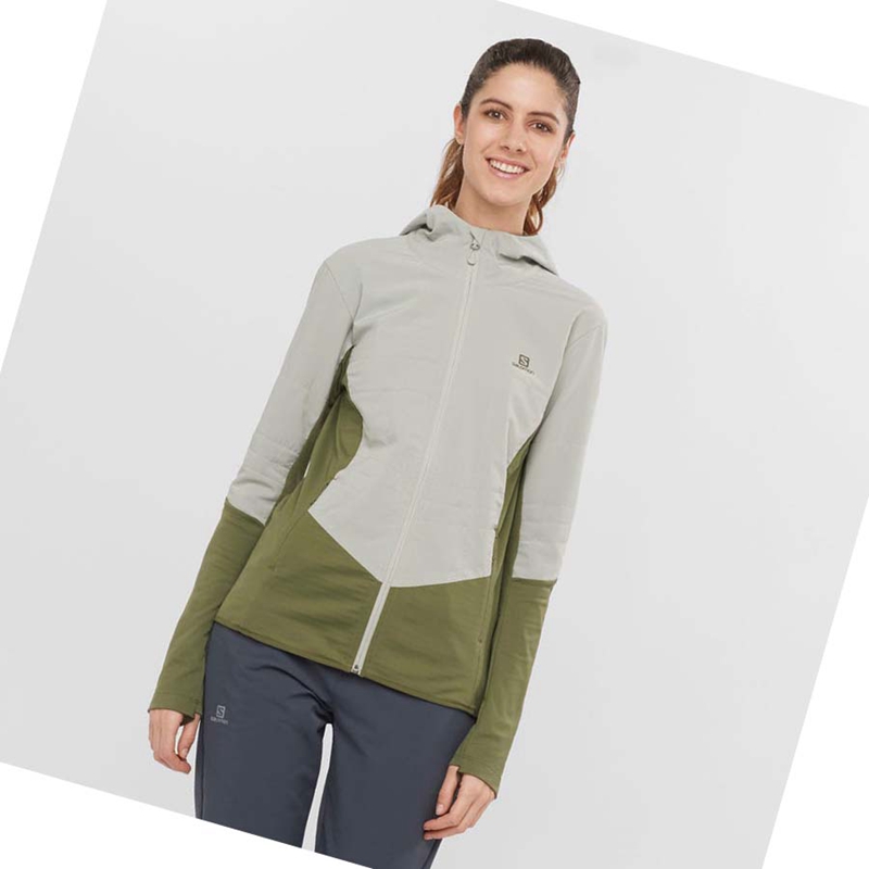 Sweat À Capuche Salomon OUTLINE ALL SEASON HYBRID Femme Vert Olive | DRMYLKS-13