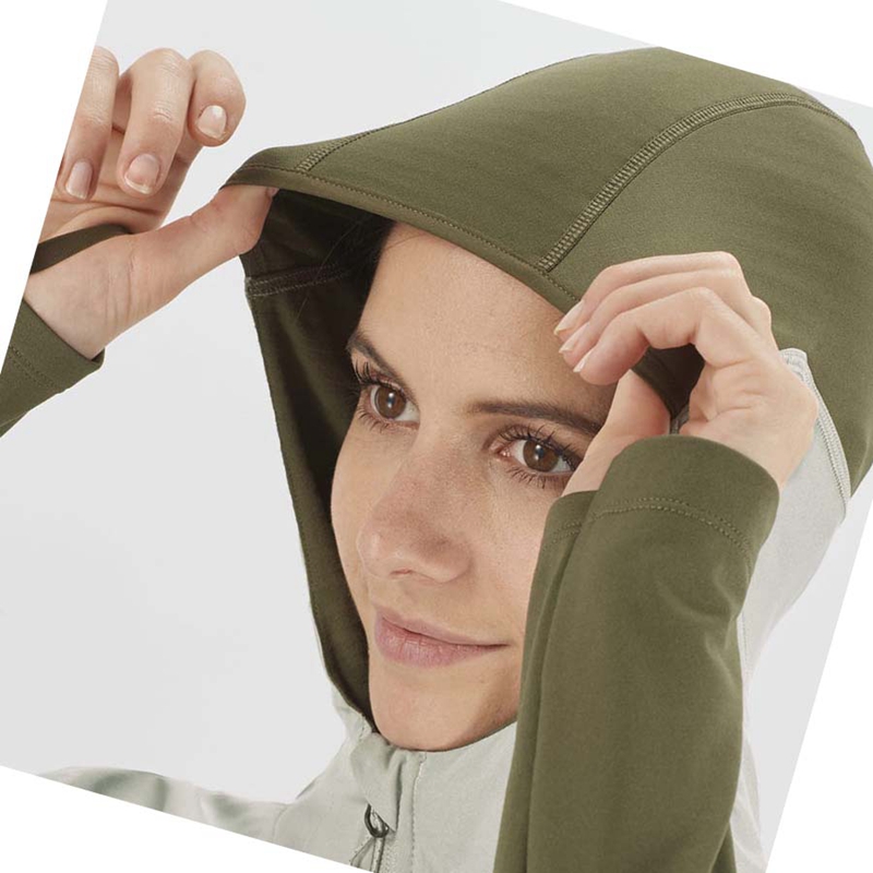 Sweat À Capuche Salomon OUTLINE ALL SEASON HYBRID Femme Vert Olive | DRMYLKS-13