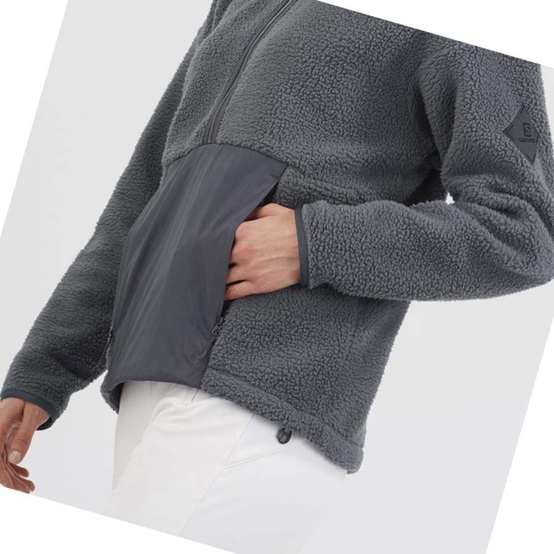 Sweat À Capuche Salomon SNOWSHELTER TEDDY Femme Noir | HSOTQEM-60