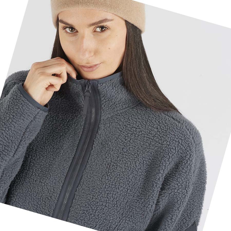 Sweat À Capuche Salomon SNOWSHELTER TEDDY Femme Noir | HSOTQEM-60