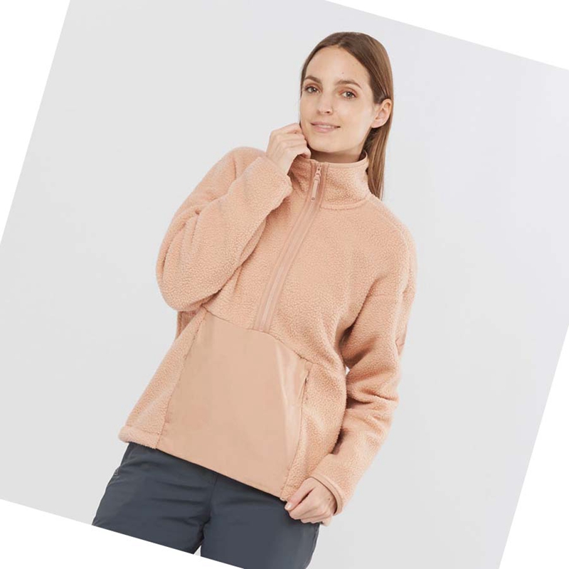 Sweat À Capuche Salomon SNOWSHELTER TEDDY Femme Rose | ZYVWAUK-68