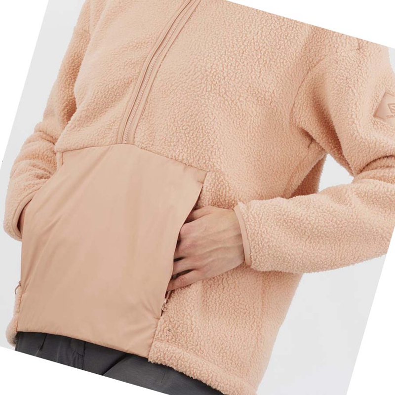 Sweat À Capuche Salomon SNOWSHELTER TEDDY Femme Rose | ZYVWAUK-68