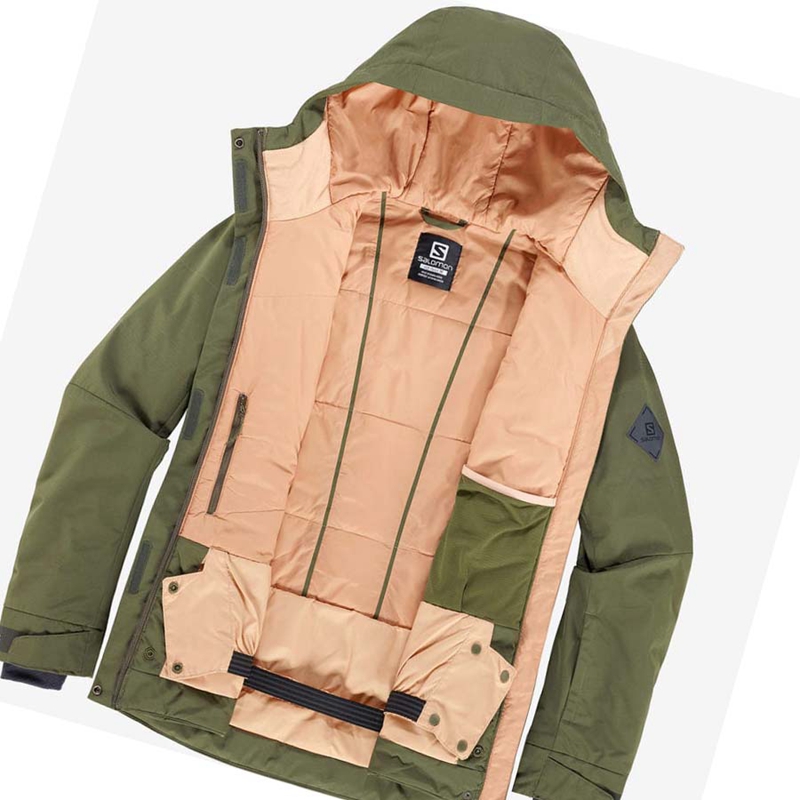 Vestes De Ski Salomon SNOW REBEL Femme Vert Olive | EANOKQM-13
