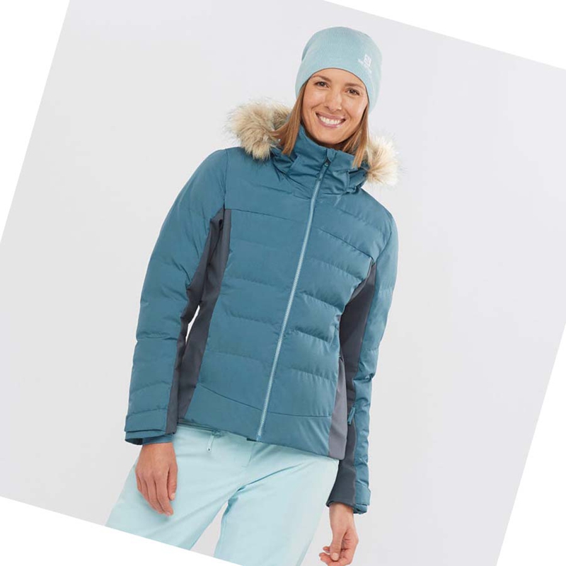 Vestes De Ski Salomon STORMCOZY Femme Bleu | ZQPFCDY-74